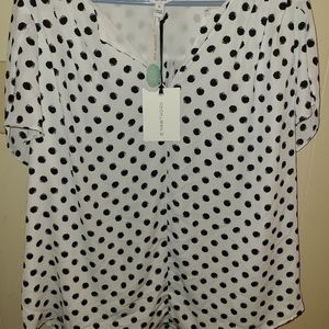41 Hawthorne black and white polka dot shirt